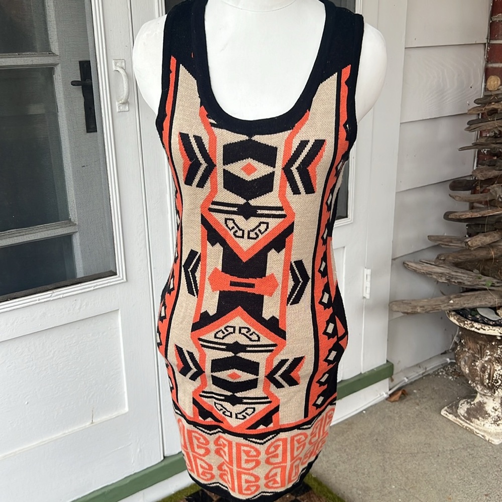 VTG Aztec Sleeveless Sweater Mini Dress/Tunic | Small